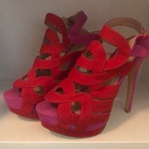 Red and Pink unique platform heels!